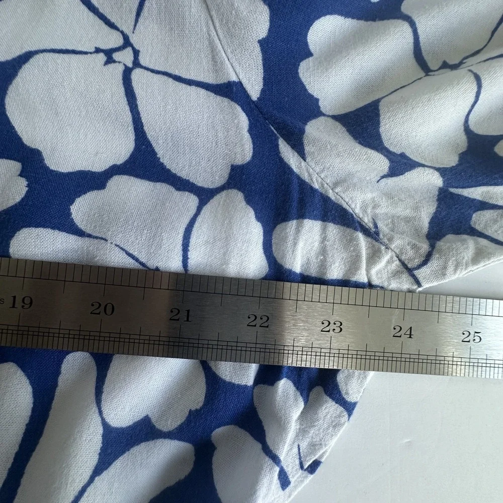 Sonoma Dress Womens XL Blue White Floral Button‎ Front Rayon Linen Cottage Boho - Picture 11 of 12